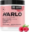 Harlo - Raspberry Salt Electrolyte Drink Mix with Bovine Collagen & Creatine- Creatine Monohydrate Powder - Energy Drink Powder - Pre Workout Powder - Sugar Free Energy Drinks - Post Workout Recovery