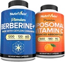 Nutrivein Premium Berberine & Liposomal Vitamin C Supplement: High-Abase Vitamin C Capsules & Berberine Supplement Sche for Immunity, Metabolism, & Balanced Well-Being