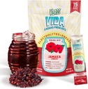 Hydration + Energy Electrolyte Drink Mix – Hibiscus Agua Fresca Flavor | Sugar-Free Toz with Caffeine, L-Theanine, Coconut Water & Minerals | 15 Single-Serve Stick Packs, Low Calorie