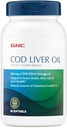GNC Cod Liver Oil Omega 3 Supplement, 260 mg EPA ve DHA, Supports Heart, Brain, Skin, Eye and Joint Health, 90 Softgels