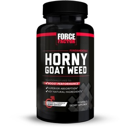 Force Factor Horny κατσικίσιο ζιζάνιο για άνδρες, φυσικό αρσενικό Drive και συμπλήρωμα ζωτικότητας με φυσικά συστατικά για την ανώτερη απορρόφηση, θεμελιώδη σειρά, 750mg, 60 κάψουλες