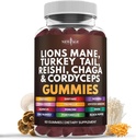 NEW AGE Mushroom Lion's Mane Supplement Gummies - Συμπλήρωμα Μανιταριών με Reishi, Cordyceps - 60 Count