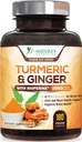 Turmeric Curcumin Supplement 1950 mg -% 95 Curcuminoids with Organic Turmeric & Ginger, BioPerine Black Pepper for Best Abpole, Nature's Vegan Ortak Destek, Non-GMO, Şişed in USA - 180 Capsules