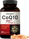 CoQ10 Omega 3 Fatty Acids ile 400 mg, 240 Capsules | Stable High Abors Form – Antioksi Support for Heart & Energy Health* – Ekstra Strength Coenzyme Q10 Supplement