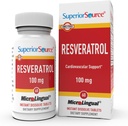 Superior Source Resveratrol 100 mg - Sağlıklı Ağlama için Diyetsel Tamam - Beyin ve Kalp Sağlığı - Non-GMO & Gluten-Free - 60 MicroLingual Instant-Dissolve Tabletleri