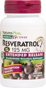 Natures Plus Herbal Actives Resveratrol, Extended Release - 125 mg, 60 χορτοφαγικά δισκία - Χωρίς γλουτένη - 30 Σερβιέτες