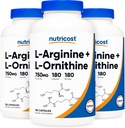 Nutricost L-Arginine L-Ornithine 750 mg; 180 Capsules (3 Şişe)