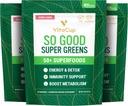 VitaCup Super Greens Toz Smoothie & Juice Mix w/ 50+ Premium Superfoods, Digestive Health, Bloating Relief, Detox, Gut Health w/Probiyotiks, Antioksis, Berry Lemon, 30 Her Şey, 3 Çanta