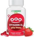 Çocuk D 1000 IU Jelly Beans - Tasty Natural Strawberry Flavor, Vegetarian, GMO-Free, Gluten Free, Nut Free Vitamins - Immune Support için Diyetsel Tamam - Çocuklar için 60 Jellies