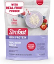 SlimFast υψηλής πρωτεΐνης Smoothie Mix Plus σκόνη φρούτων, υψηλής πρωτεΐνης γεύμα αντικατάστασης σκόνη, Ίνες, βιταμίνη C, 21 εξυπηρετούν, 1,29 Λίρες, Triple Berry Vanilla (συσκευασία Μαΐου Vary)