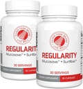 Silver Fern Brand Regularity Digestive Supplement - 2 Şişe = 60 Capsules = 60 Gün Supply - Mucosave FG (Prickly Pear Polysaccharides & Olive Leaf Polyols) & SunFiber