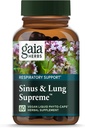 Gaia Herbs Sinus & Lung Supreme - Συμπληρώματα Υποστήριξης Πνεύμονα για την Αναπνευστική Υγεία - Sinus Support -Vegan, Gluten-free & Dairy Free - Φόρμουλα Βασισμένη σε φυτά - 60 κάψουλες