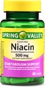 Spring Valley Flush-free Niacin 500 mg Metabolism Desteği, 60 Capsules (Pack of 2)