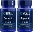 Life Extension Super K, Vitamin K1, Vitamin K2 mk-7, Vitamin K2 mk-4, C, Bone/Heart/arterial Health, 3-Month Supply, Gluten-Free, 1 Daily, Non-GMO, 90 softgels (Pack of 2)