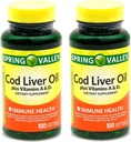 Spring Valley - Cod Liver Oil με βιταμίνη Α & D 100 softgels (πακέτο των 2)