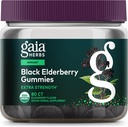 Gaia Herbs Black Elderberry (Sambucus Nigra) Extra Strength Gummies - Υπέροχο συμπλήρωμα υποστήριξης του ανοσοποιητικού - Made with Certified Organic Black Elderberries for Immune System Support - 80 Gummies