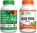Botanic Choice Mega Fruits and Veggies Blend (60 Capsules) + Aloe Vera (180 Capsules) Bundle - Energy Balance & Superfood Supplement + Digestive Health Support