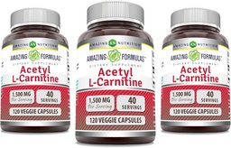 Amazing Formulas Acetyl L-Carnitine 1500 Mg Per Serving Veggie Capsules Supplement 