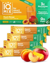 IQMIX Hydration Electrolyte Powder – 4-σε-1 Formula for Hydration, Mental Clarity, Mood and Recovery – Μείγμα ποτού χωρίς ζάχαρη, Keto, Magnesium L-Threonate, Lion’s Mane – 20 Count Peach Mango