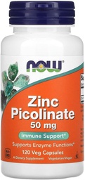 NOW Τρόφιμα Ψευδάργυρος Picolinate 50mg, 120 κάψουλες (πακέτο του 2)