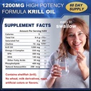 Krill Oil 1200 mg Omega 3 Supplement, Krill Oil Omega 3 with High Abxia EPA, DHA, Astaxanthin & Phospholipids, Supports Heart & Common Health, No Fishy Aftertaste - 120 Softgels (60 Hizmet)