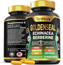 Goldenseal Root Supplement - 10in1 Formula - Συνδυάστε με Echinacea, Βερβερίνη, Turmeric, Cayenne Pepper, Ginger, Apple Pectin, Neem, & More - Digestive Health Support - 120 κάψουλες