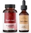 HERBAMAMA Beet Root and Cat's Claw Kit - 21:1 Yoğun Arıt Kökünün ve Kedinin Claw Tincture 2 fl oz - Vegan, Non-GMO, Sugar & Alkol-Free - 2 Pack
