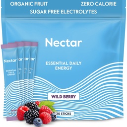 Nectar Energy Booster - Βιολογική καφεΐνη, B12 & Ηλεκτρολύτες - Ζάχαρη Χωρίς & Μηδέν θερμίδες – Υγιεινός Καφές, Ενεργειακό Ποτό & Εναλλακτική Σόδα – Ενυδάτωση & Συμπλήρωμα Ενέργειας (Berry 30 Powder Packets)