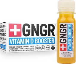 +GNGR Vitamin D Booster – Tropical Immunity Booster Edition Κρύο-Pressed Ginger Shot με ανανά, Πάθος Φρούτα, Πορτοκαλί, Κουρκουμάς & Βιταμίνη D3. Mood, Ανοσία & Ενέργεια. 2 fl oz (Pack of 12)