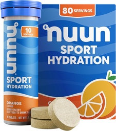 Nuun Sport Ηλεκτρολυτικά Δισκία με Μαγνήσιο, Ασβέστιο, Κάλιο, Χλωριούχο & Νάτριο, Χωρίς Γλουτένη & Vegan, Πορτοκαλί, 8 Συσκευασία (80 Σερβιέτες Σύνολο)
