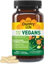 Country Life Max for Vegans - 120 Vegan Capsules - Daily Multivitamins - Immune Support Supplement - Contains Vitamin B12, Iron, Amino Asits, Coenzyme B Vitaminleri - Gluten-Free Vitaminleri - Gluten-Freevitaminler - Immune Support Supplement - Contains Vitamin B12, Iron, Palma Acids, Coenzyme B Vitaminleri - Gluten-Free