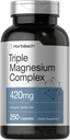 Horbäach Triple Magnezyum Kompleksi | 420 mg | 250 Capsules | Non-GMO ve Gluten Free Formula | Magnezyum Oksit, Citrate, and Aspartate Diyetary Supplement