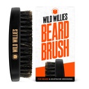 Wild Willies Natural Boar Bristle Bristle Brush for Hair & Beard - Πολυχρηστική Boar Bristle Βούρτσα μαλλιών για Στριφογύρισμα Slick Back Hair, Beard, and Mustache - Travel Size Beard & Hair Brush for Men