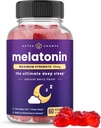 NutraChamps Melatonin Gummies for Yetişkinler, Ekstra Güçlü Uyku Aid Vitaminleri, 5 mg veya 10 mg Dose, Vegan Natural Strawberry Flavor Supplement for Better Sleep, Health Sleep Cycles, 60 Gummies
