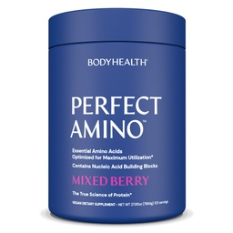 BodyHealth PerfectAmino Powder - BCAA και EAA Σκόνη για την προ και μετά προπόνηση - Amino Acid Energy Drink για άνδρες και γυναίκες για την υποστήριξη των μυών Lean και την αποκατάσταση - Μικτό μούρο - 120 εξυπηρετούν
