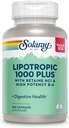 SOLARAY Lipotropic 1000 Plus with Betaine HCl & High Potency B-6, Healthy Digestion, Energy, and Fat Metabolism Support, Lipotropic Complex Plus Aloe Vera, 60 Day Guarantee, 30 Servings, 180 Capsules