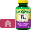 Spring Valley - B12 Quick-Dissolve Tabletleri, 2500 mcg, Cherry Flavor, 120 Kont + STS Style.