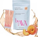 AVA Liquid Collagen Jelloskin Çözüm | Marine Collagen P + Hyaluronic Asit + Elastin peptidler Triple Supplements - Saç Skin ve Nails | Hydrolyzed Fish Collagen for Women |15 Packets Peachn