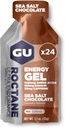 GU Energy Roctane Ultra Endurance Energy Gel, Vegan, χωρίς γλουτένη, Kosher, και Dairy-free On-The-Go Sports Διατροφή για τρέξιμο, ποδηλασία, πεζοπορία ή σκι, Σοκολάτα θαλασσινού αλατιού, 24-Count