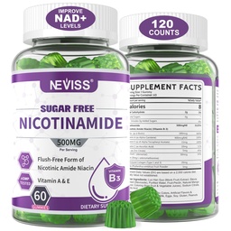 Χωρίς ζάχαρη Νικοτιναμίδιο 500mg Gummies, (Flush Free Niacin) Βιταμίνη Β3 Niacinamide συμπλήρωμα για κυτταροειδή ενέργεια Μεταβολισμός & επισκευή, ζωτικότητα, υγιή γήρανση, Cranberry Flavor, εύκολο να μασήσει, 120 Cts
