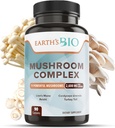 Bio Mushroom Supplement Complex 2.600 mg per Serving, 90 Caps, με Organic Lion's Mane Mushroom, Turkey Tail, Enoki Agaricus, White Button & Oyster Mushroom - Memory & Immune Support
