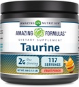Amazing Formulas Taurine 500 Grams (1.1 Lb) Toz Supplement | 2000 mg Oda başına | 111 Hizmet | No-GMO | Gluten Free | Made in USA (Fruit Punch)