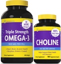 InnovixLabs Choline & Triple Omega-3 Sche Choline Bitartrate 550 mg (100 Capsules) Triple Strength Omega (200 Softgels). Helps Memory, Mood, Brain Health & Boost Cognitive.*