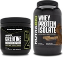 NutraBio Kretine Monohidrat, Unflavored, 150g ve Whey Protein Isolate, Hollandalı Çikolata, Supplement Sche - Muscle Energy, Lean Muscle growth, Recovery, and Strength