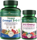 Saf Ürünler Planlama - Vegan Omega 3-6-9 (180 ct) + B-12 Enerji Melt Omega 3-6-9 ("5 in 1" Plant-Based Omega 3 6 9 Essential Fatty Asits) - B12 V6 + D3 + Daha Fazlası)