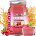 ACEYO (18 OZ) İrlandalı Deniz Moss Gel Organik Raw Vegan Raspberry Flavor 102 Vitamin ve Minerals Wild Harvested Non-GMO Immune Defense Branson Yourroid Digestive Support Support