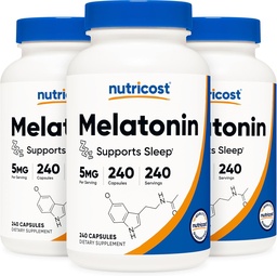 Nutricost Μελατονίνη 5mg, 240 Κάψουλες (3 φιάλες)