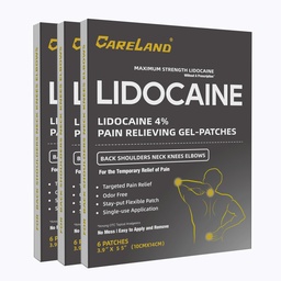 CARELAND Lidocaine Gel Patch, 18 μέτρα μέγιστη δύναμη patches πόνο για την ανακούφιση των μυών στο γόνατο του λαιμού και ώμους άοσμη Numbing Patch για καταπραϋντικά νεύρα, αρθρώσεις