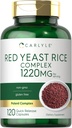 Carlyle Red Yeast Rice Kompleksi | 1220mg | 120 Capsules | Policosanol | Non-GMO ve Gluten Free Supplement Supplement Supplement