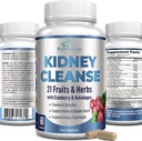 Herbal Kidney Cranberry Extract, Astralagus - 21 Meyve ve Herbs - Detox & Cleanse Urinary Tract & Bladder Health, Kidney Support, 60 Vegan Capsules